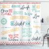 Ambesonne Adventure Shower Curtain, Various Words on Happiness and Self Value Uplifting Phrases Being Who You are, Cloth Fabric Bathroom Decor Set with Hooks, 69" W x 70" L, Marigold Teal view 1