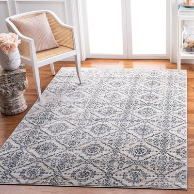 Martha Stewart x SAFAVIEH Area Rug Collection - 6'7" Square, Cream & Grey, Non-Shedding & Easy Cleaning, Ideal for Living Room, Bedroom, Office, Dining Space (MSR0953F)