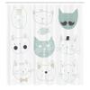 Ambesonne Cat Shower Curtain, Pets Moustache Bow Tie Hat Crown Fluffy and Fish Humor Faces Graphic, Cloth Fabric Bathroom Decor Set with Hooks, 69" W x 84" L, Soft Teal view 2