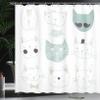 Ambesonne Cat Shower Curtain, Pets Moustache Bow Tie Hat Crown Fluffy and Fish Humor Faces Graphic, Cloth Fabric Bathroom Decor Set with Hooks, 69" W x 84" L, Soft Teal view 3