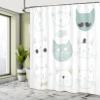 Ambesonne Cat Shower Curtain, Pets Moustache Bow Tie Hat Crown Fluffy and Fish Humor Faces Graphic, Cloth Fabric Bathroom Decor Set with Hooks, 69" W x 84" L, Soft Teal view 4