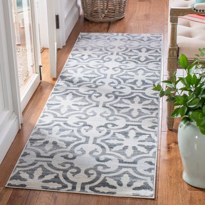 Martha Stewart x SAFAVIEH Area Rug Collection - 2'2" x 7' Runner, Grey & Ivory, Non-Shedding & Easy Cleaning, Ideal for Living Room, Bedroom, Office, Hallway (MSR0956F)