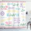 Ambesonne Adventure Shower Curtain, Various Words on Happiness and Self Value Uplifting Phrases Being Who You are, Cloth Fabric Bathroom Decor Set with Hooks, 69" W x 84" L, Violet Yellow view 1