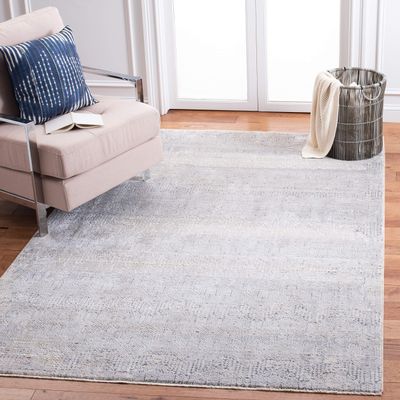Martha Stewart x SAFAVIEH Area Rug Collection - 6'7" Square, Light Grey & Beige, Non-Shedding & Easy Cleaning, Ideal for Living Room, Bedroom, Office, Dining Space (MSR8925A)