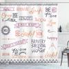 Ambesonne Adventure Shower Curtain, Various Words on Happiness and Self Value Uplifting Phrases Being Who You are, Cloth Fabric Bathroom Decor Set with Hooks, 69" W x 84" L, Pale Ruby view 1