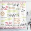 Ambesonne Adventure Shower Curtain, Various Words on Happiness and Self Value Uplifting Phrases Being Who You are, Cloth Fabric Bathroom Decor Set with Hooks, 69" W x 84" L, Pale Green view 1