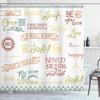 Ambesonne Adventure Shower Curtain, Various Words on Happiness and Self Value Uplifting Phrases Being Who You are, Cloth Fabric Bathroom Decor Set with Hooks, 69" W x 84" L, Khaki Burgundy view 1