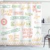 Ambesonne Adventure Shower Curtain, Various Words on Happiness and Self Value Uplifting Phrases Being Who You are, Cloth Fabric Bathroom Decor Set with Hooks, 69" W x 70" L, Sea Green view 1