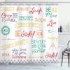 Ambesonne Adventure Shower Curtain, Various Words on Happiness and Self Value Uplifting Phrases Being Who You are, Cloth Fabric Bathroom Decor Set with Hooks, 69" W x 70" L, Jade Green view 1