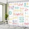 Ambesonne Adventure Shower Curtain, Various Words on Happiness and Self Value Uplifting Phrases Being Who You are, Cloth Fabric Bathroom Decor Set with Hooks, 69" W x 70" L, Jade Green view 4