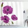Ambesonne Floral Shower Curtain, Poppy Flowers Vivid Petals Buds Pastoral Purity Mother Earth Nature Design, Cloth Fabric Bathroom Decor Set with Hooks, 69" W x 70" L, Dark Magenta view 1