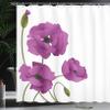 Ambesonne Floral Shower Curtain, Poppy Flowers Vivid Petals Buds Pastoral Purity Mother Earth Nature Design, Cloth Fabric Bathroom Decor Set with Hooks, 69" W x 70" L, Dark Magenta view 3