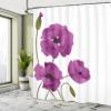 Ambesonne Floral Shower Curtain, Poppy Flowers Vivid Petals Buds Pastoral Purity Mother Earth Nature Design, Cloth Fabric Bathroom Decor Set with Hooks, 69" W x 70" L, Dark Magenta view 4