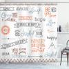 Ambesonne Adventure Shower Curtain, Various Words on Happiness and Self Value Uplifting Phrases Being Who You are, Cloth Fabric Bathroom Decor Set with Hooks, 69" W x 84" L, Orange view 1
