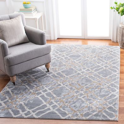 Martha Stewart x SAFAVIEH Area Rug Collection - 4' x 6', Silver & Ivory, Non-Shedding & Easy Cleaning, Ideal for Living Room, Foyer, Bedroom, Accent Space (MSR0957G)