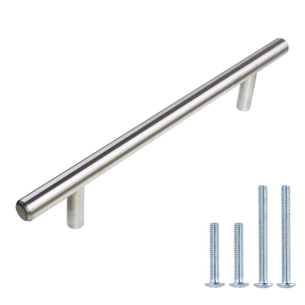Stainless Steel Slim-Style Modern Euro Bar Cabinet Handle Pull, 5" Center, 3/8" Diameter, 100 Pieces