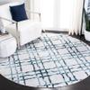 Martha Stewart x SAFAVIEH Area Rug Collection - 6'7" Round, Ivory & Turquoise Blue, Non-Shedding & Easy Cleaning, Ideal for Living Room, Bedroom, Office, Dining Space (MSR0957A) view 1