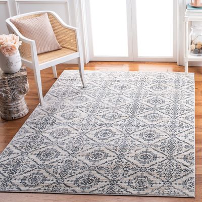 Martha Stewart x SAFAVIEH Area Rug Collection - 4' x 6', Cream & Grey, Non-Shedding & Easy Cleaning, Ideal for Living Room, Foyer, Bedroom, Accent Space (MSR0953F)