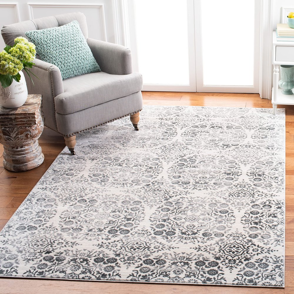 Martha Stewart x SAFAVIEH Area Rug Collection - 5'3" x 7'7", Charcoal & Ivory, Non-Shedding & Easy Cleaning, Ideal for Living Room, Bedroom, Office, Dining Space (MSR0958H)