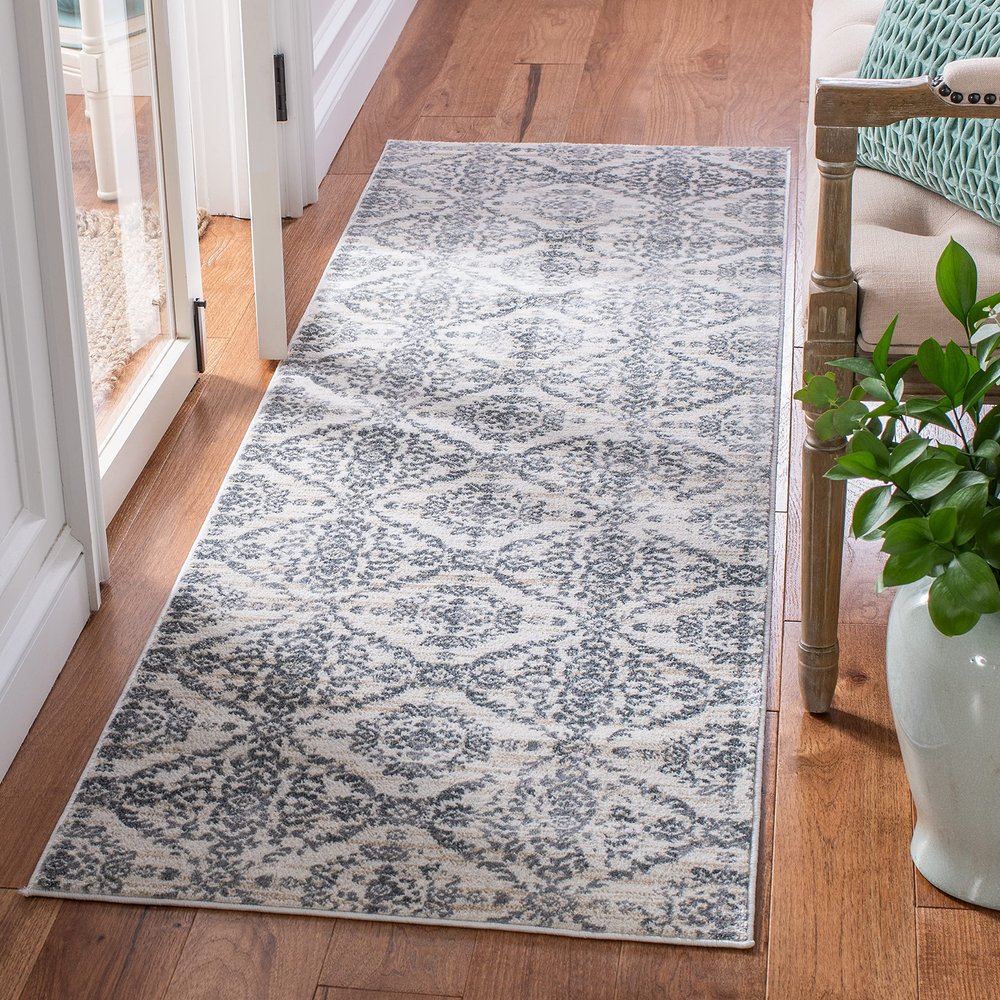 Martha Stewart x SAFAVIEH Area Rug Collection - 2'2" x 7' Runner, Cream & Grey, Non-Shedding & Easy Cleaning, Ideal for Living Room, Bedroom, Office, Hallway (MSR0953F)