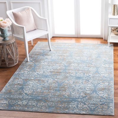 Martha Stewart x SAFAVIEH Area Rug Collection - 3' x 5', Denim Blue & Ivory, Non-Shedding & Easy Cleaning, Ideal for Living Room, Bedroom, Foyer, Accent Space (MSR0958L)