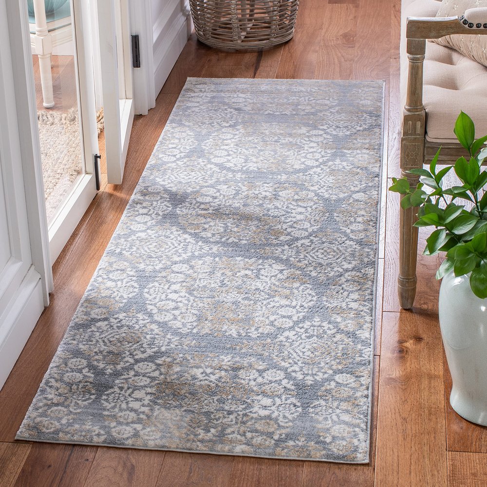 Martha Stewart x SAFAVIEH Area Rug Collection - 2'2" x 7' Runner, Silver & Ivory, Non-Shedding & Easy Cleaning, Ideal for Living Room, Bedroom, Office, Hallway (MSR0958G)