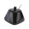DOITOOL Ceramic Sugar Bowl with Lid and Spoon Set, Spice Storage Jar Salt Pot Condiment Jars, Ceramic Seasoning Container for Home and Kitchen (Black) view 1
