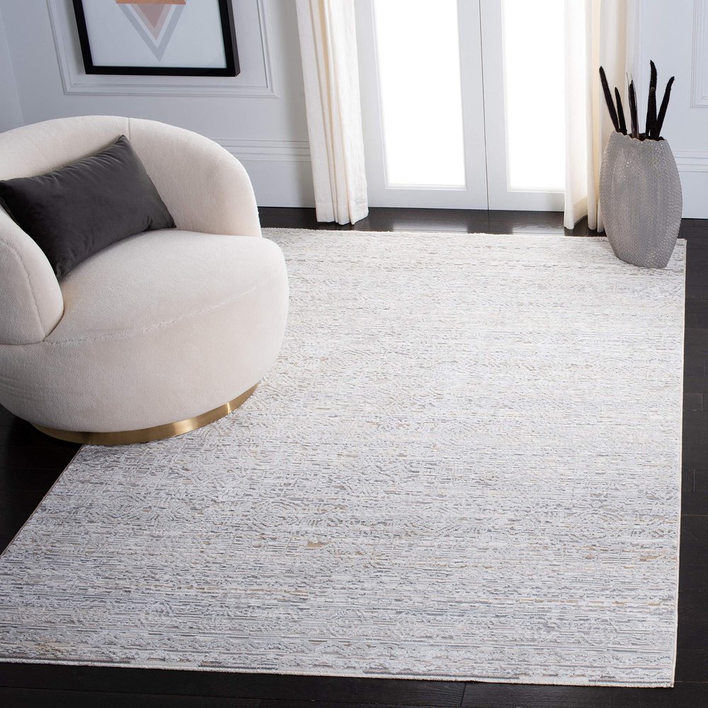Martha Stewart x SAFAVIEH Area Rug Collection - 6'7" Square, Ivory & Beige, Non-Shedding & Easy Cleaning, Ideal for Living Room, Bedroom, Office, Dining Space (MSR8933C)
