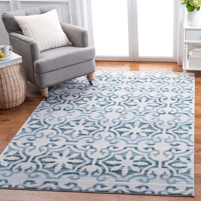 Martha Stewart x SAFAVIEH Area Rug Collection - 3' x 5', Navy & Ivory, Non-Shedding & Easy Cleaning, Ideal for Living Room, Bedroom, Foyer, Accent Space (MSR0956N)
