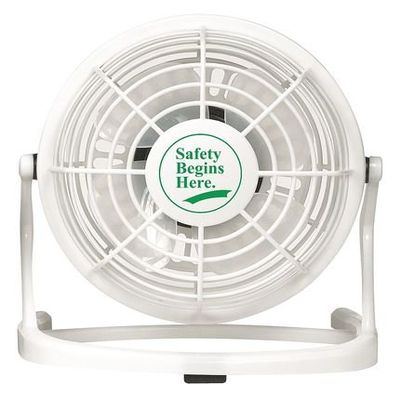 3-1/2" Table & Floor Fan, Non-Oscillating, 1 Speeds, 5VDC, White