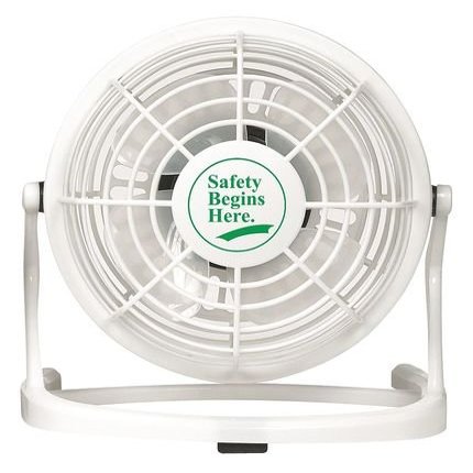 3-1/2" Table & Floor Fan, Non-Oscillating, 1 Speeds, 5VDC, White