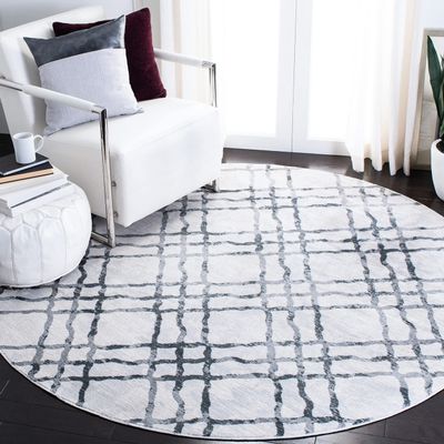 Martha Stewart x SAFAVIEH Area Rug Collection - 6'7" Round, Ivory & Grey, Non-Shedding & Easy Cleaning, Ideal for Living Room, Bedroom, Office, Dining Space (MSR0957B)