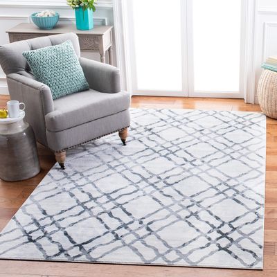 Martha Stewart x SAFAVIEH Area Rug Collection - 5'3" x 7'7", Ivory & Grey, Non-Shedding & Easy Cleaning, Ideal for Living Room, Bedroom, Office, Dining Space (MSR0957B)