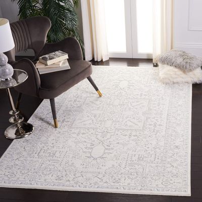 Martha Stewart x SAFAVIEH Area Rug Collection - 6'7" Square, Ivory & Light Grey, Non-Shedding & Easy Cleaning, Ideal for Living Room, Bedroom, Office, Dining Space (MSR8931B)