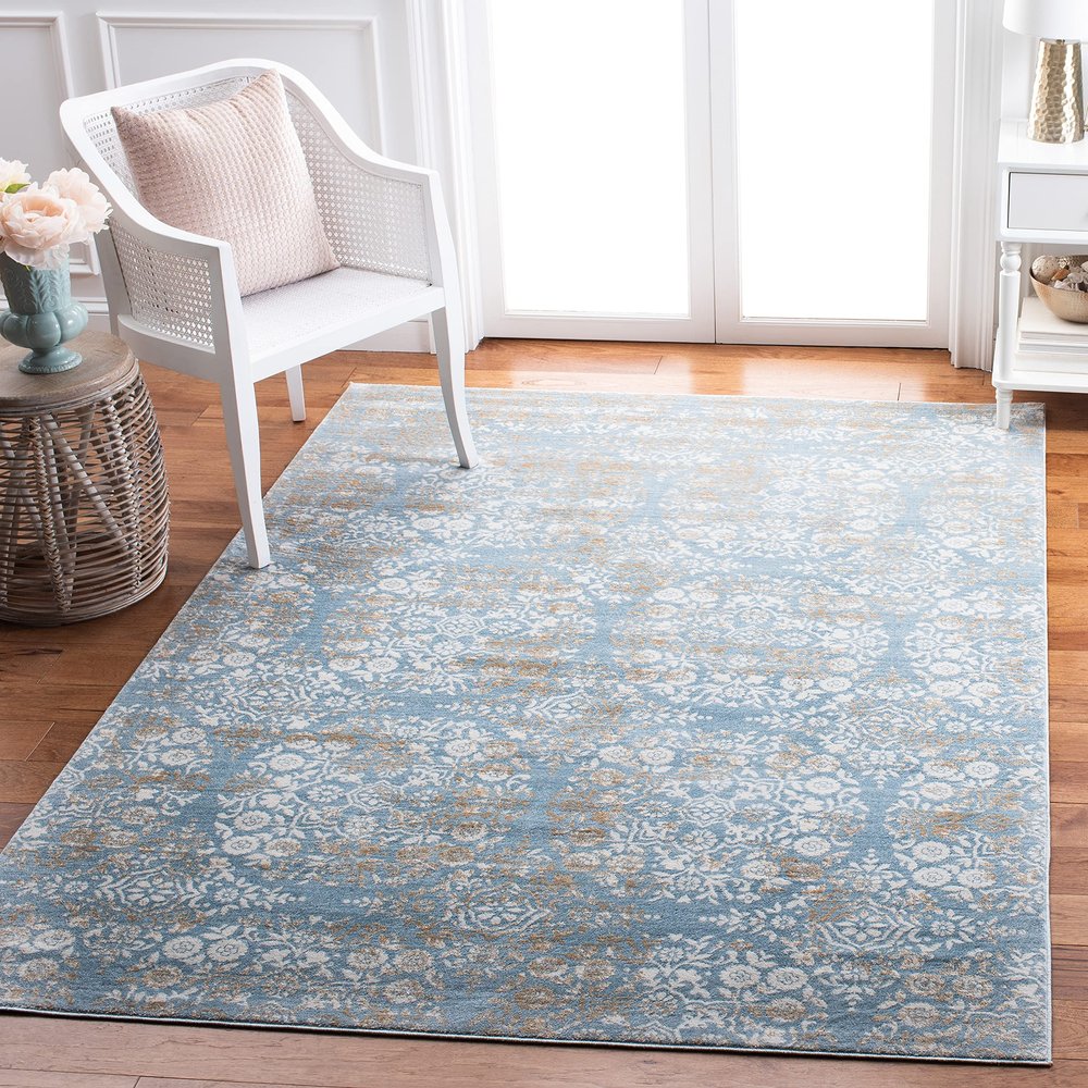 Martha Stewart x SAFAVIEH Area Rug Collection - 4' x 6', Denim Blue & Ivory, Non-Shedding & Easy Cleaning, Ideal for Living Room, Foyer, Bedroom, Accent Space (MSR0958L)