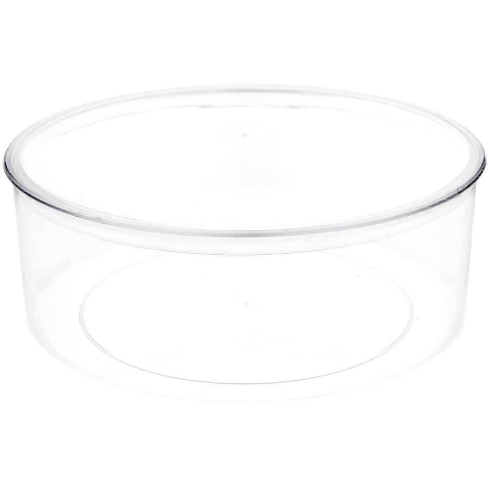 Pioneer Plastics 240C Clear Large Round Plastic Container, 8" W x 3" H, Case of 16