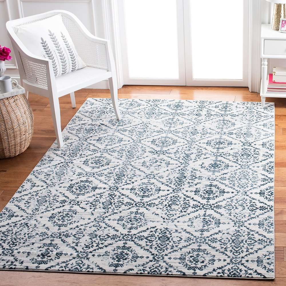 Martha Stewart x SAFAVIEH Area Rug Collection - 5'3" x 7'7", Navy & Ivory, Non-Shedding & Easy Cleaning, Ideal for Living Room, Bedroom, Office, Dining Space (MSR0953N)