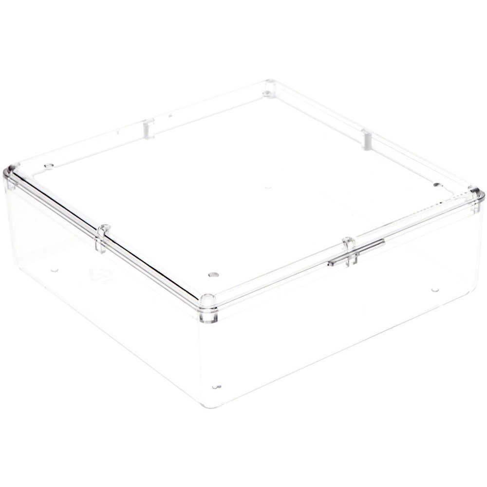 Pioneer Plastics 156C Clear Square Plastic Container, 4.3125" W x 4.3125" D x 1.375" H, Pack of 48