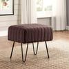 Premium Cabin Lodge Mink Faux Fur Ottoman Bench - 19" X 13" X 17" - Choco Brown Solid Color Metal Hairpin Legs Stripe Pattern Durable Textural Appeal Comfy Soft Footrest Standard Ottoman - Living Room view 1