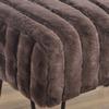 Premium Cabin Lodge Mink Faux Fur Ottoman Bench - 19" X 13" X 17" - Choco Brown Solid Color Metal Hairpin Legs Stripe Pattern Durable Textural Appeal Comfy Soft Footrest Standard Ottoman - Living Room view 2
