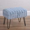 Premium Cabin Lodge Mink Faux Fur Ottoman Bench - 19" X 13" X 17" - Light Blue Solid Color Metal Hairpin Legs Stripe Pattern Durable Textural Appeal Comfy Soft Footrest Standard Ottoman - Living Room view 2
