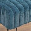 Premium Cabin Lodge Mink Faux Fur Ottoman Bench - 19" X 13" X 17" - Dark Blue Solid Color Metal Hairpin Legs Stripe Pattern Durable Textural Appeal Comfy Soft Footrest Standard Ottoman - Living Room view 3