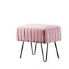Premium Cabin Lodge Mink Faux Fur Ottoman Bench - 19" X 13" X 17" - Polignac Blush Pink Solid Color Metal Hairpin Legs Stripe Pattern Durable Textural Appeal Comfy Soft Standard Ottoman - Living Room view 1