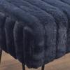 Premium Cabin Lodge Mink Faux Fur Ottoman Bench - 19 X 13 X 17 - Dark Navy Blue Solid Color Metal Hairpin Legs Stripe Pattern Durable Textural Appeal Comfy Soft Footrest Standard Ottoman - Living Room view 3