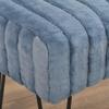 Premium Cabin Lodge Mink Faux Fur Ottoman Bench - 19" X 13" X 17" - Azure Blue Solid Color Metal Hairpin Legs Stripe Pattern Durable Textural Appeal Comfy Soft Footrest Standard Ottoman - Living Room view 3
