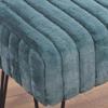 Premium Cabin Lodge Mink Faux Fur Ottoman Bench - 19 X 13 X 17 - Dark Teal Blue Solid Color Metal Hairpin Legs Stripe Pattern Durable Textural Appeal Comfy Soft Footrest Standard Ottoman - Living Room view 3
