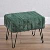 Premium Cabin Lodge Mink Faux Fur Ottoman Bench - 19" X 13" X 17" - Eden Green Solid Color Metal Hairpin Legs Stripe Pattern Durable Textural Appeal Comfy Soft Footrest Standard Ottoman - Living Room view 2