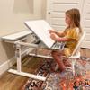 Mount-It! Kids Adjustable Desk with Tilting Desktop, Height Adjustable Study Table with Storage Drawer, Ergonomic Desk for Writing, Drawing & Homework, 31.5" x 26" Desktop Size (Gray) view 4