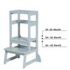SDADI Kitchen Step Stool for Toddlers and Kids Ages 18 Months to 3 Years Old with Adjustable Height and Solid Wood Railings, Gray view 2