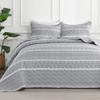 Andency Quilts Queen Size Grey, 3 Pieces Queen Quilt Bedding Set Boho Lightweight Soft Striped Bedspread for All Season (90"x96"), Gray Printed Bohemian Polyester Reversible Coverlet Comoforter Sets view 1
